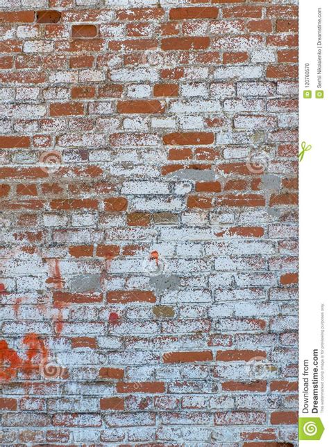 Old Red With White Brick Wall Background Texture Stock Photo Image