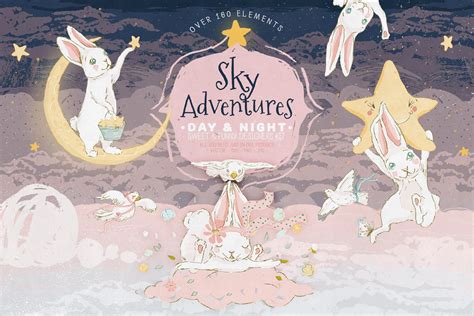 Sky Adventures Day And Night Animal Illustrations ~ Creative Market