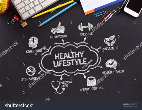 Healthy Lifestyle Chart Keywords Icons On Stock Illustration 445856353