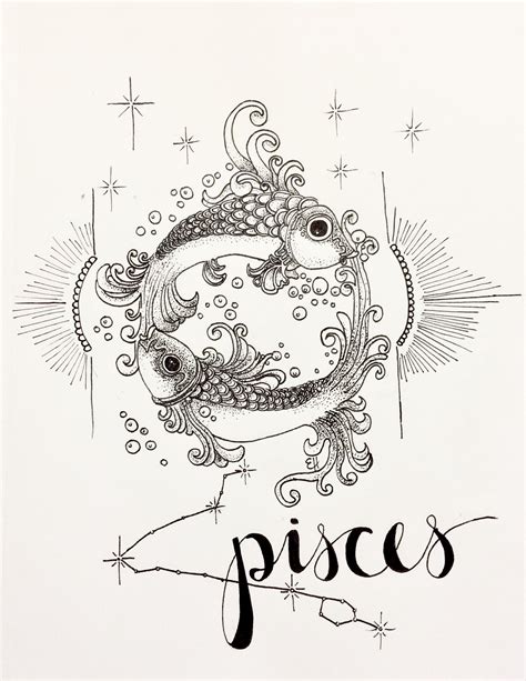 Pisces Drawing Zodiac Astrology Illustration By Me Drawings