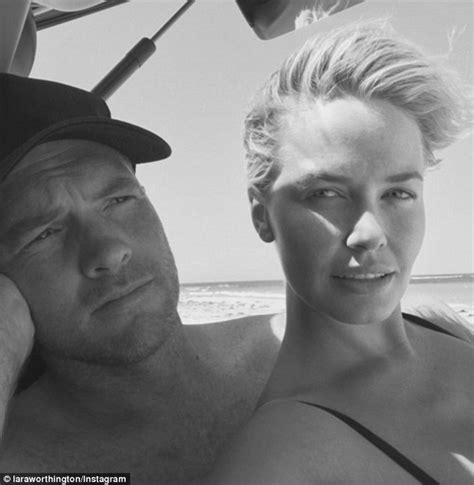 Lara Bingle Cosies Up To Husband Sam Worthington In Beach Instagram Snap Daily Mail Online