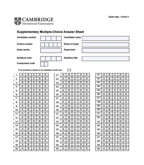 29 Printable Answer Sheet Templates Samples And Examples