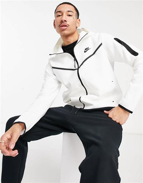 Nike Tech Fleece Full Zip Hoodie In White For Men Lyst