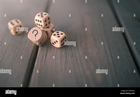 Game Dice With Question Mark On Wooden Background Stock Photo Alamy