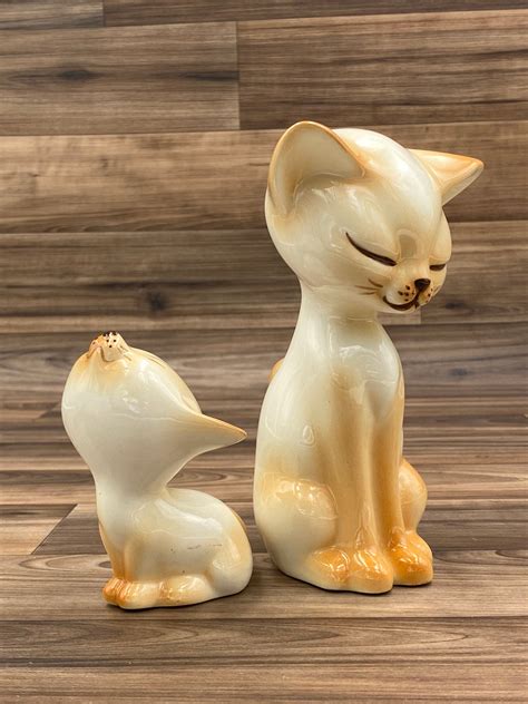 Vintage Kitty Cat Ceramic Figurines Cat Collectibles Granny Chic