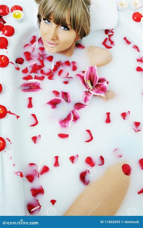 Woman Bath Flower Stock Image Image Of Beautiful Healthy