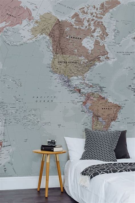 Classic World Map Wallpaper Mural Hovia Bedroom Decor Boho Bedroom