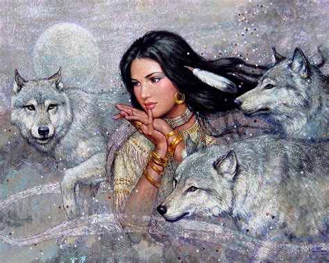 Indian And Wolves Wolves And Indians American Indian Art Indian Wolf Native American Pictures