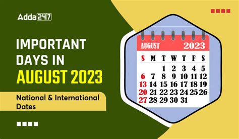 Important Days In August 2023 All Days And Dates List