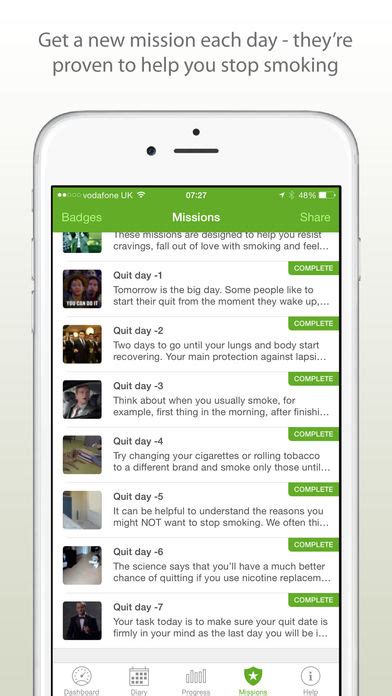 It provides tasks and support that allow you to get rid of a bad habit. Smoke Free - Quit smoking now and stop for good screenshot