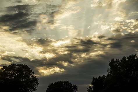 Dramatic Skies At Sunset With Clouds And Sun Rays Image Free Stock