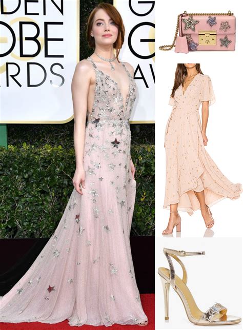 Emma Stones Star Print At The Golden Globes Celebrity Fashion