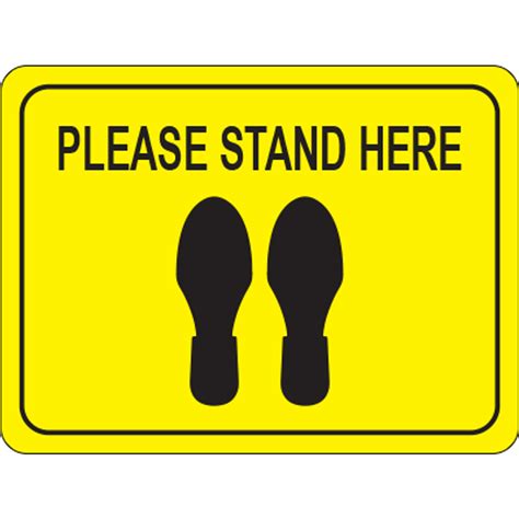 Please Stand Here Rectangle Floor Sign Duralabel