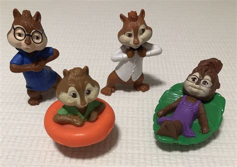 2011 Alvin And The Chipmunks Mcdonalds Happy Meal Toys Lot 4 Figures