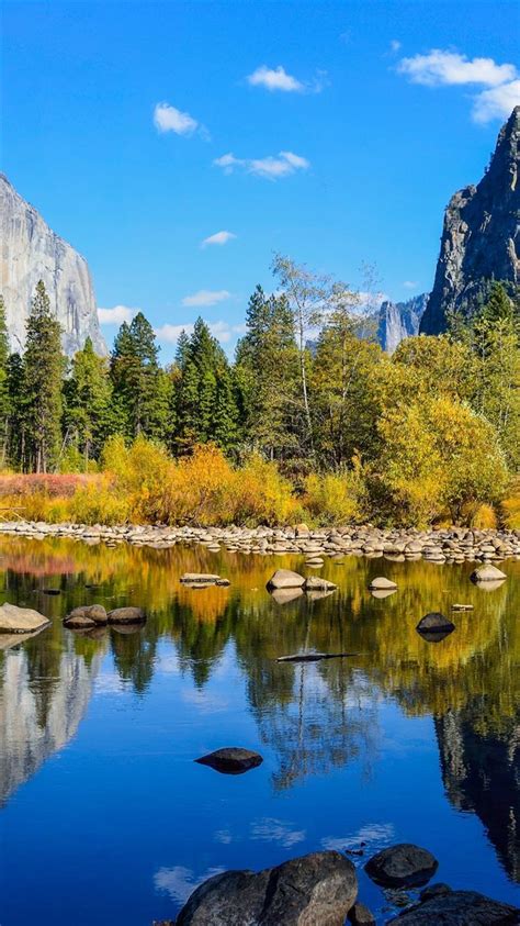 Yosemite National Park Lake Rocks Mountains Autumn Nature Iphone 8