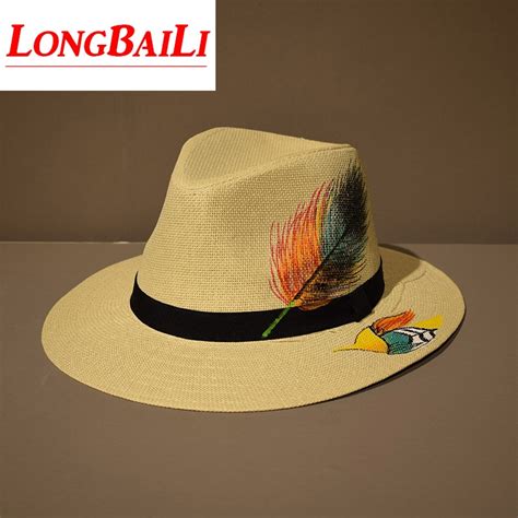 Summer White Wide Brim Straw Fedora Hats For Men Chapeau Panama Fashion
