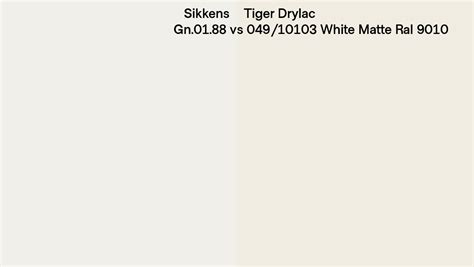 Sikkens Gn 01 88 Vs Tiger Drylac 049 10103 White Matte Ral 9010 Side By