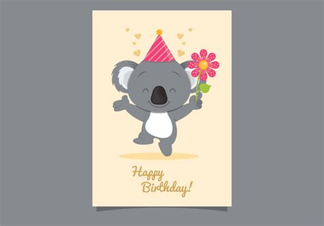 Cute Koala Birthday Card 551563 Vector Art At Vecteezy