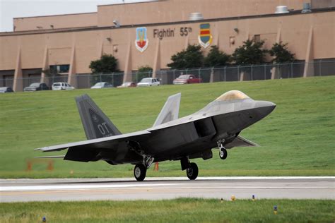 An F 22 Raptor With The F 22 Demo Team Lands On The Offutt Air Force