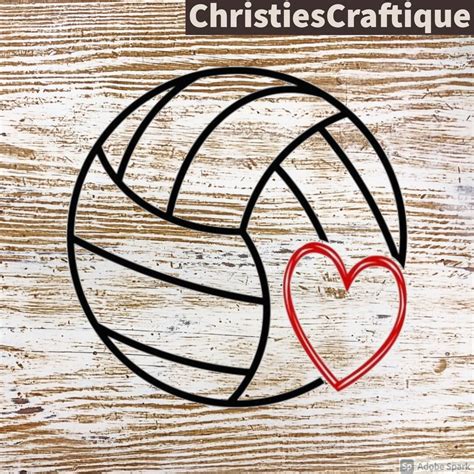 Scribble Heart Volleyball Svg Volleyball Svg Scribble Heart Etsy