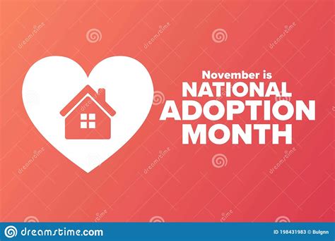 November Is National Adoption Month Holiday Concept Stock Vector