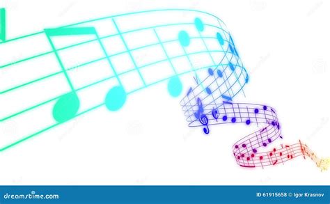 Music Notes Flowing In Rainbow Colors On White Background Seamless