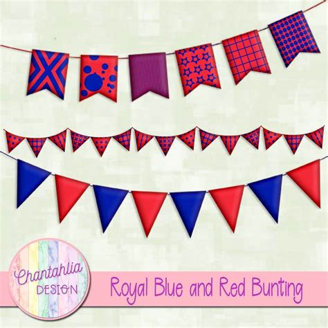 Free Royal Blue And Red Bunting Design Elements For Digital Crafts
