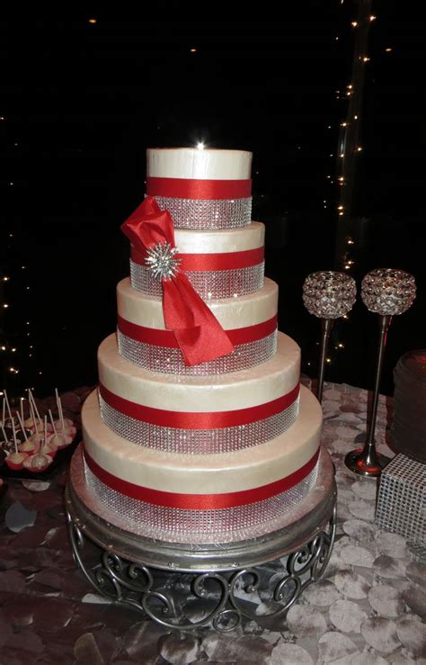 Ivory Red Wedding Cake
