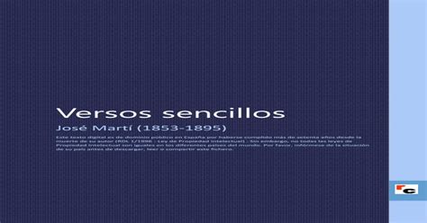 Versos Sencillos · José Martí 1853 1895