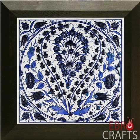 Turkish Iznik Ceramic Tile With Frame Carnation Etsy
