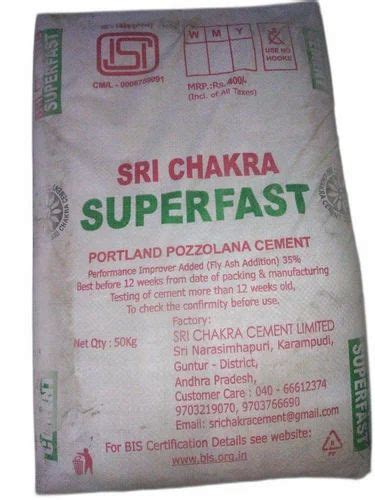 Sri Chakra Ppc Cement Packaging Size 50 Kg At Rs 335bag In Chennai