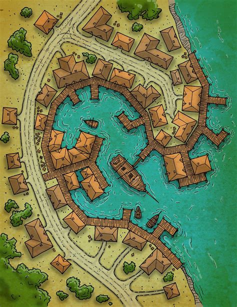 Port Town Fantasy City Map Fantasy Map Making Dungeon Maps