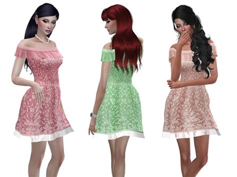 The Sims Resource Short Chiffon Dress By Simalicious • Sims 4 Downloads