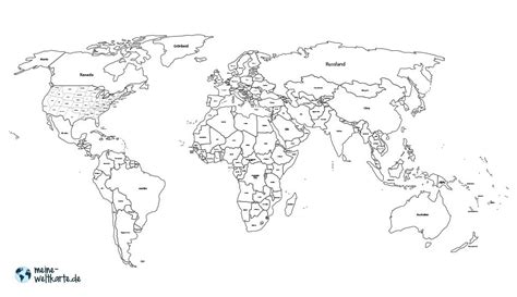Weltkarte schwarz weiß umrisse schön. WELTKARTE MIT NAMEN Perfekt um die Länder zu Lernen ist ...
