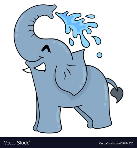 Elephant Is Happy Bathing Squirting Water From Vector Image