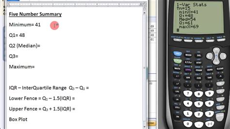 If you're using your graphing calculator to help with these plots, make sure you know which setting you're supposed to be using and what the results mean, or the calculator may give you a perfectly. Use your TI Calculator to find 5 Number Summary (Quartiles ...