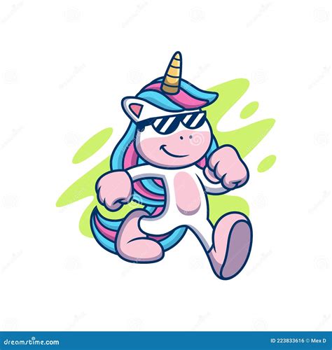 Cool Unicorn Cartoon Animal Vector Icon Illustration Isolated On