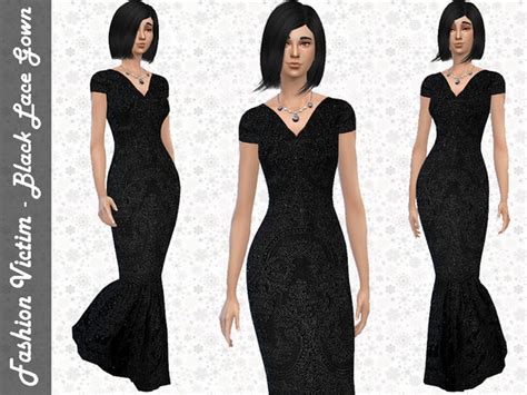The Sims Resource Black Lace Gown