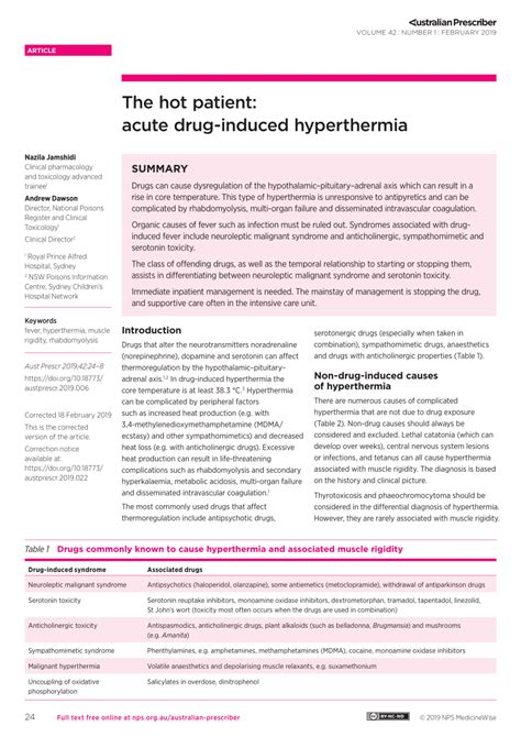 Pdf The Hot Patient Acute Drug Induced Hyperthermia