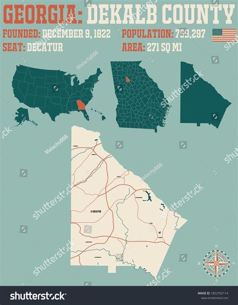 Large Detailed Map Dekalb County Georgia Stock Vector Royalty Free