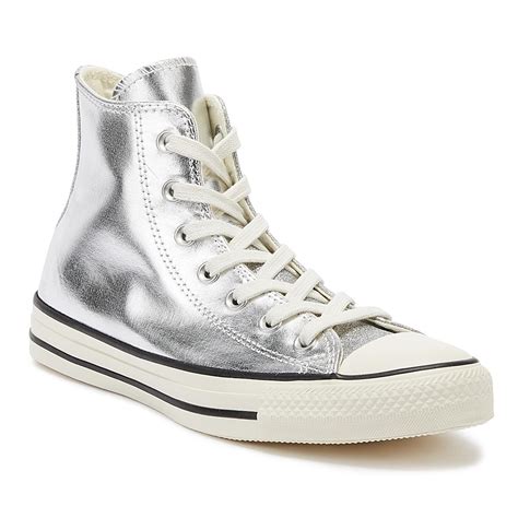 Converse Chuck Taylor All Star Shiny Metal Womens Silver Hi Trainers In