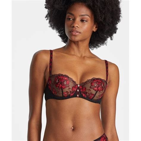 Melodie Dete Half Cup Bra Black Cherry For Her From The Luxe Company Uk