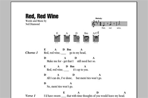 Red Red Wine By Neil Diamond Guitar Chordslyrics Guitar Instructor