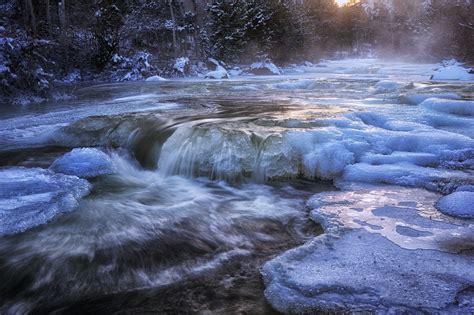 Winter Snow Ice River Stream Water Stream Cold Forest Wallpaper