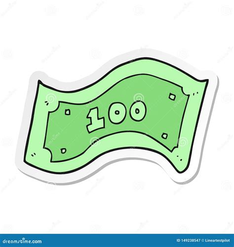 Sticker Of A Cartoon 100 Dollar Bill Stock Vector Illustration Of