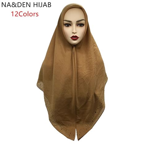 1pc Fashion Malaysia Bandana Hot Rhinestone Shawls Tudung Islamic Hijab
