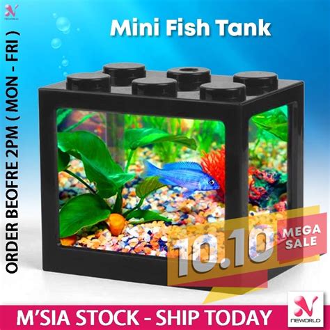 Turtle plastic tank 68cml x 37cmw x 29cmh. Fish Mini Tank Aquarium Tangki Ikan Kecil Fighting ...