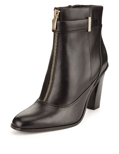 Autograph Leather Heeled Front Zip Ankle Boots With Insolia Voonoodle