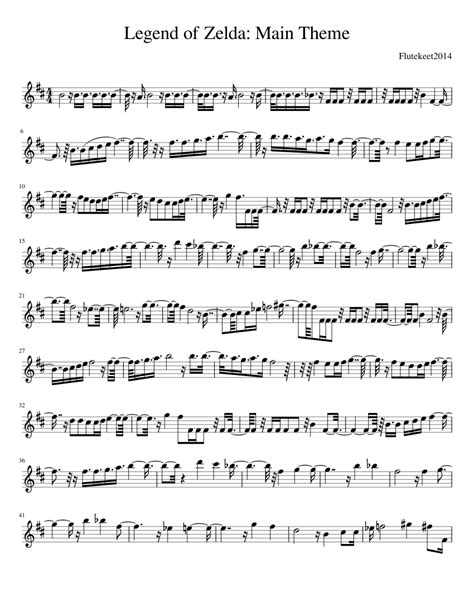 Legend Of Zelda Main Theme Sheet Music For Flute Solo