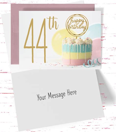 44th Birthday Card For Her Beautiful Birthday Cake Card With Etsy